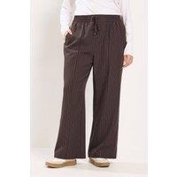 Yours Women's Pinstripe Wide Leg Trousers in Chocolate | Size: 18S