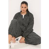 Yours Women's Checked Track Jacket in Black | Size: 22-24