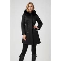 MODISHION Women's Faux Fur Hooded Parka Coat in Black | Size: Small