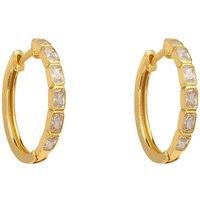 Latelita Women's Classic Baguette Hoop Earrings Gold in White