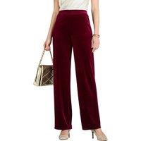 Chums Women's Velour Trousers Elegance & Comfort with Straight Leg Styling in Dark Red | Size: 18S