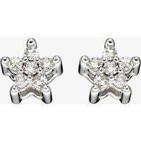 T.H.Baker Women's 9ct White Gold Diamond Star Stud Earrings GE2353 in Silver