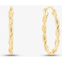 T.H.Baker Women's 9ct Yellow Gold Oval Twisted Hoop Earrings AR050Y