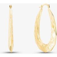 T.H.Baker Women's 9ct Yellow Gold Large Patterned Creoles Hoop Earrings UER101Y