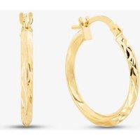 T.H.Baker Women's 9ct Yellow Gold Patterned Edge Hoop Earrings AR069Y