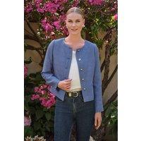 Pure Collection Women's Boucle Collarless Jacket in Pale Blue | Size: 10