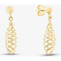 T.H.Baker Women's 9ct Yellow Gold Spiral Lattice Dropper Earrings GER256