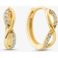 T.H.Baker Women's 9ct Yellow Gold Cubic Zirconia Infinity 14mm Huggie Earrings GER245