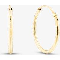 T.H.Baker Women's 9ct Yellow Gold 15mm Diamond Cut Sleeper Hoop Earrings 1.53.9869