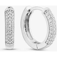 T.H.Baker Women's Sterling Silver Rhodium Plated Cubic Zirconia Hoop Earrings 8.58.9994