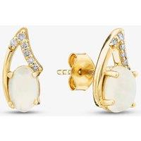T.H.Baker Women's 9ct Yellow Gold Opal & Diamond Drop Stud Earrings RJE04811