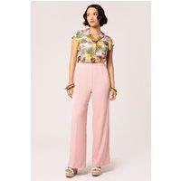 Hell Bunny Women's Giselle 50's Style Plain Trousers Pink | Size: Large