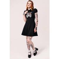 Hell Bunny Women's Skeleton Halloween Style Mini Dress in Black