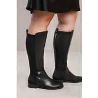 Where's That From Women's 'Parker' Stretch Wide Calf Knee High Boots With Side Zip in Black | Size: 7-Wide Fit