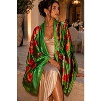 Lemon Daisy Accessories Women's Sorraya Floral Wedding Guest Wrap & Occasion Shawl in Green