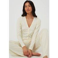 Brave Soul Women's Soft Touch V-Neck Pyjama Set in Cream | Size: XS