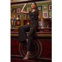 Roman Women's Sequin Bodice Cowl Neck Jumpsuit in Chocolate | Size: 10