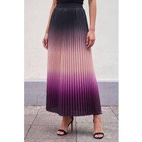 Roman Women's Ombre Pleated Stretch Skirt in Purple | Size: 14