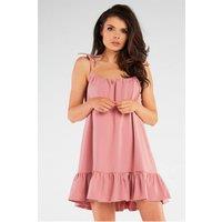 Love Lace Women's Soft Knit A Line Summer Dress with Frill in Pink | Size: S/M