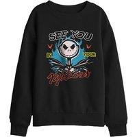 Nightmare Before Christmas Disney Jack Skeleton Nightmares Kids Sweatshirt, Black | Size: 7-8 Years