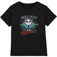 Nightmare Before Christmas Disney Jack Skeleton Nightmares Kids T-Shirt, Black | Size: 5-6 Years