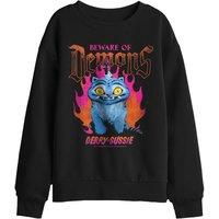 KPop Demon Hunters Derpy & Sussie Band Kids Sweatshirt, Black | Size: 12-13 Years