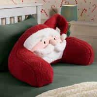 OHS Santa Character Kids Cuddle Cushion Teddy Fleece Reading Pillow in Red