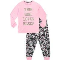 Harry Bear Girl's This Girl Loves Sleep Pyjamas in Pink | Size: 11-12 Years