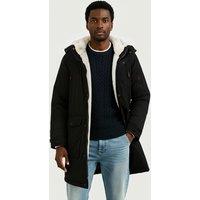 MODISHION Men's Winter Mid-Length Padded Coat Jacket with Hood in Black | Size: 3XL
