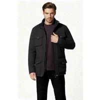 MODISHION Men's Solid Stand-Up Collar Jacket in Black | Size: XL