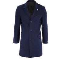 TruClothing Men's Long Wool Mix Overcoat Peaky Blinders in Navy | Size: 4XL