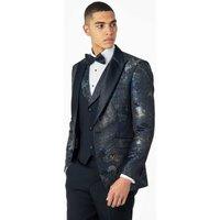 XPOSED Men's Stylish Alino Printed Tuxedo Dinner Jacket Special Occasions in Navy | Size: 40