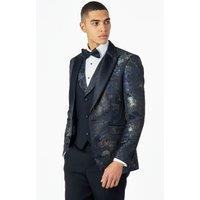 XPOSED Men's Stylish Alino Printed Tuxedo Dinner Jacket Special Occasions in Navy | Size: 44