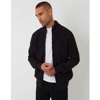 threadbare Men's Zip Up Microfleece Lined Cardigan in Black | Size: Large