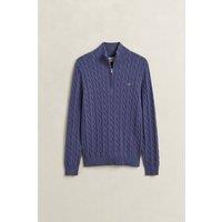 Gant Men's Cotton Cable Half Zip Blue Horizon | Size: Medium
