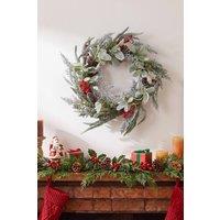 Living and Home Artificial Christmas Frosted Wreath in Green