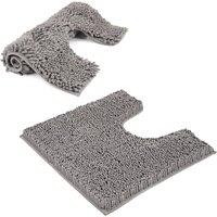 Crystals Non Slip Bath Mat Water Absorbent Machine Washable Rug, Grey | Size: Large
