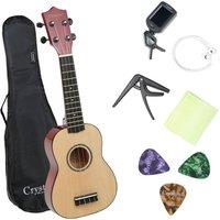 Crystals 21" Soprano Beginners Ukulele Guitar with Gig Bag in Brown