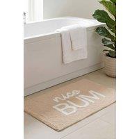 Mooky Mats Nice Bum Slogan Bath Mat - Non-Slip Fun Bathroom Rug in Beige