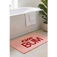 Mooky Mats Nice Bum Slogan Bath Mat - Non-Slip Fun Bathroom Rug in Pink