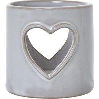 Hill Interiors Heart Ceramic Cylindrical Tealight Holder in White