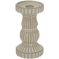KDMD Alora White Ceramic Pillar Candle Holder for Home & Decor