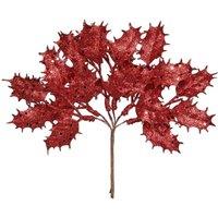 KDMD Red Glitter Holly Pick H20cm 4 Pack