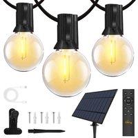Ollny 10m Solar String Lights 16 G40 Bulbs Remote 3-Mode USB in Black