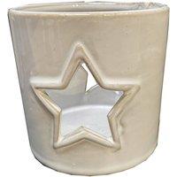 Lemon Pavilion Furniture and Decor Star Cut-Out Tealight Holder - Ceramic - L8 x W8 x H8 cm - White