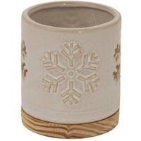 Lemon Pavilion Furniture and Decor Alora Snowflake Candle Holder on Wood Base - L8 x W8 x H10 cm - White