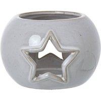Lemon Pavilion Furniture and Decor Star Cut-Out Round Tealight Holder - Ceramic - L9 x W9 x H6 cm - White
