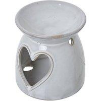 Lemon Pavilion Furniture and Decor Heart Cut-Out Wax Melt Tea light Holder - L10 x W10 x H11 cm - White