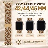 BluCore Leopard Print Metal Mesh Watch Strap