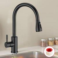SPETLEK Kitchen Sink Mixer Taps Pull Out Spout Spray Single Lever in Black